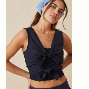 NWT Sunday in Brooklyn from Anthropologie bow tank navy blue